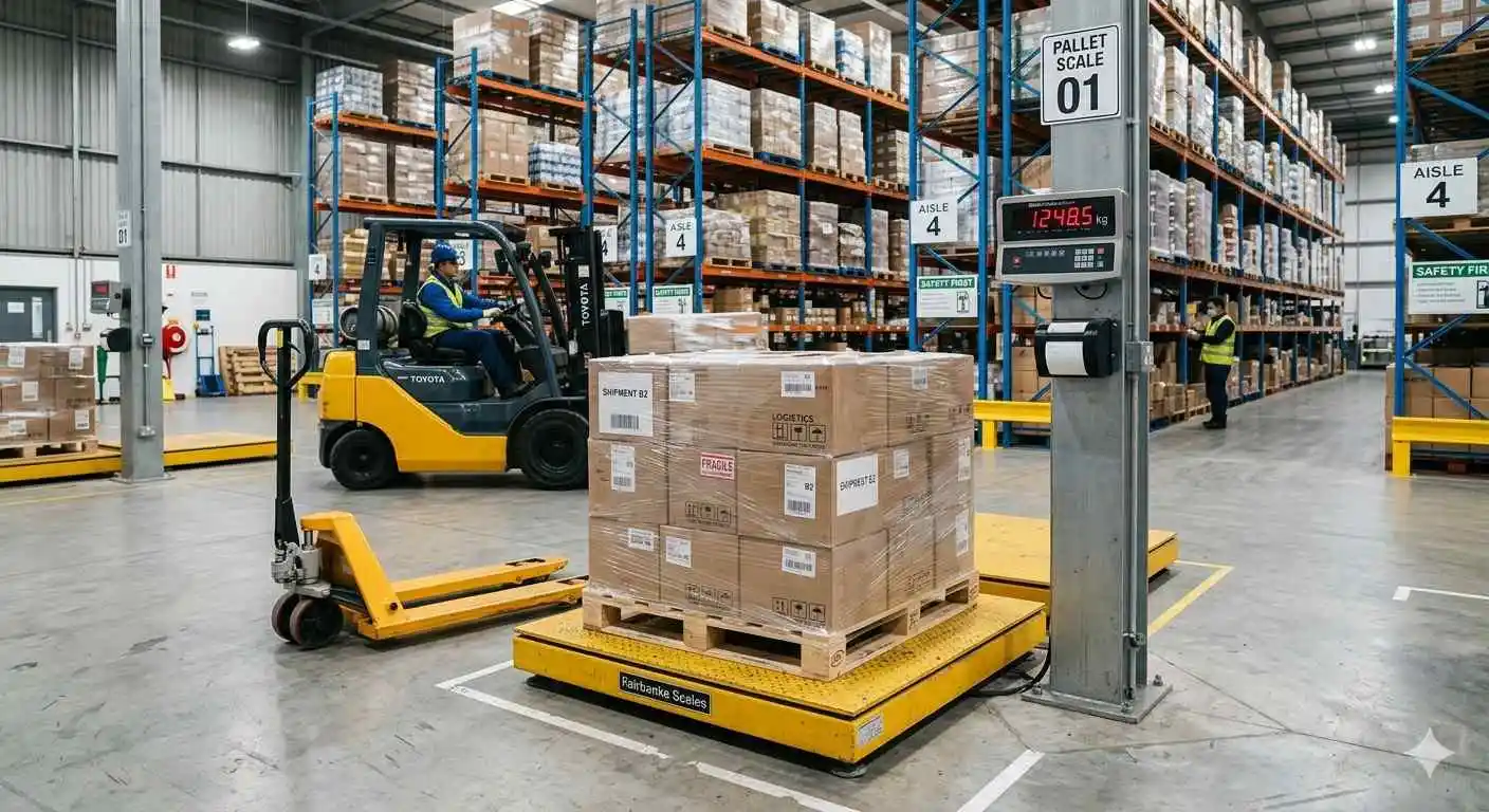 Pallet scale in warehouse operations