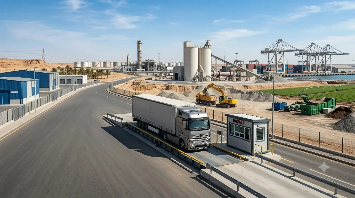 Truck on industrial weighbridge