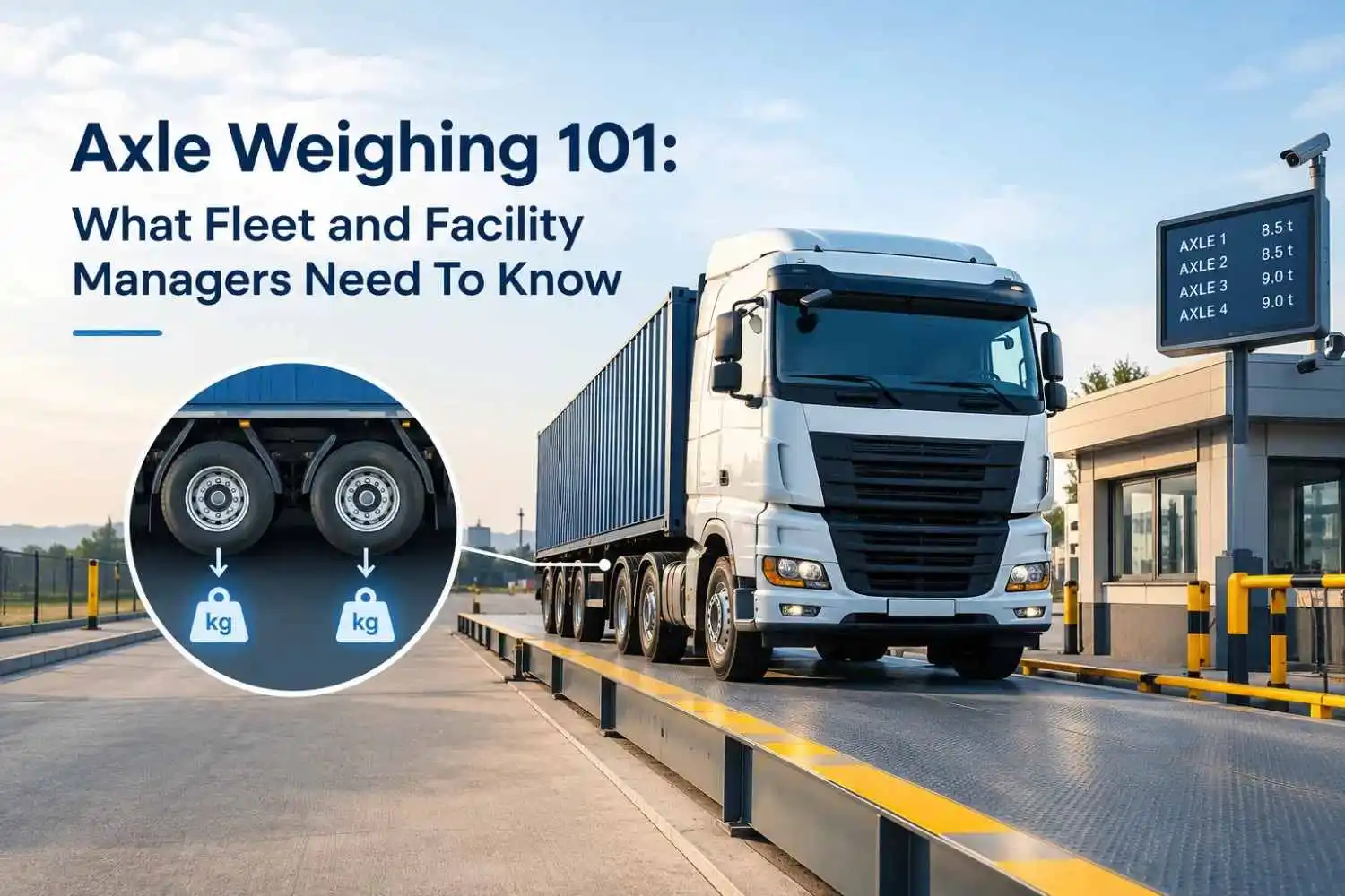 Truck on an axle weighing scale at an industrial facility